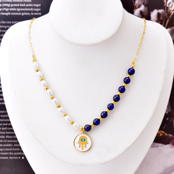 Olivenorma Pearl Lapis Lazuli Turquoise Necklace Bracelet Earrings Set - image 1