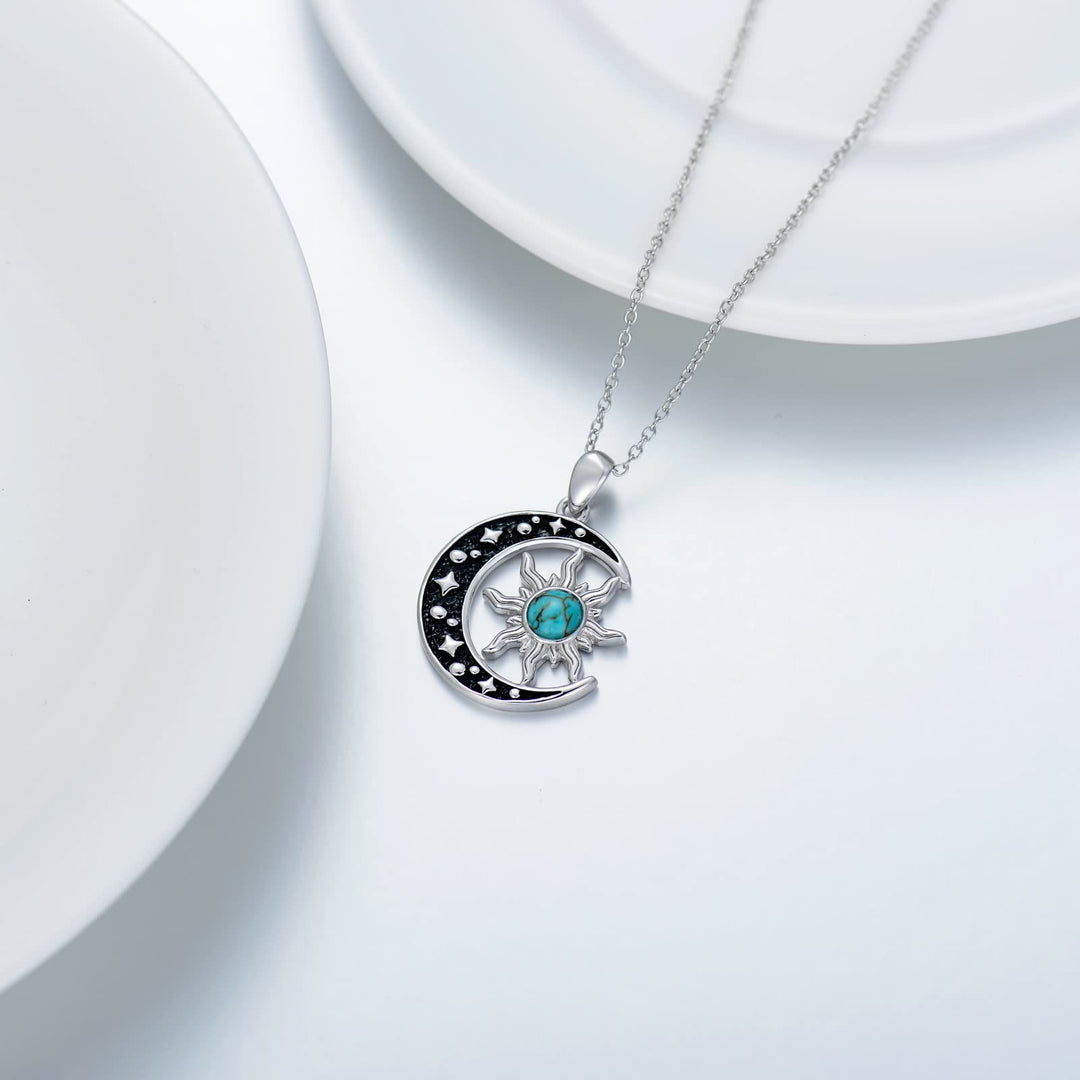 Olivenorma Turquoise Moon Sun Pendant Necklace - image 3