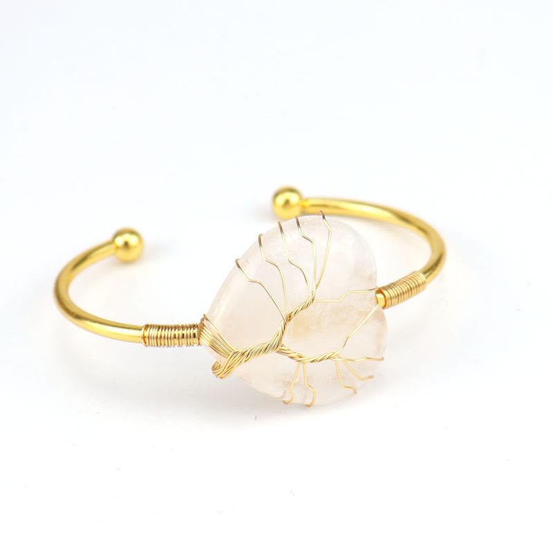 Olivenorma Gold Copper Wire Wrapped Natural Heart Shape Crystal Bracelet - Clear Crystal - image 13
