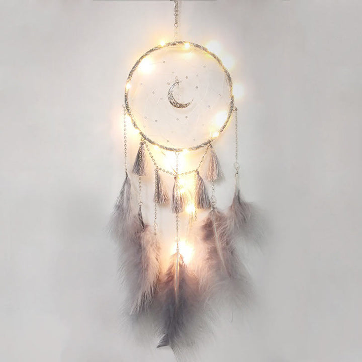 Olivenorma Fairy White Feather Moon Pendant Dream Catcher - image 5