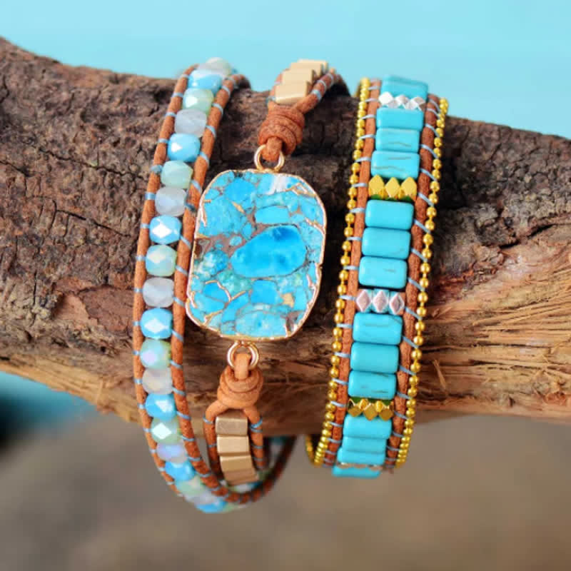 Olivenorma Natural Turquoise Three-layer Wrap Bracelet - image 1