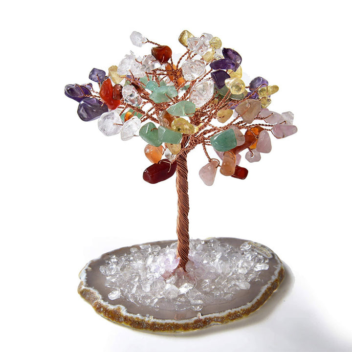 Olivenorma Multi-color Natural Gemstone Feng Shui Tree with Agate Base - image 1