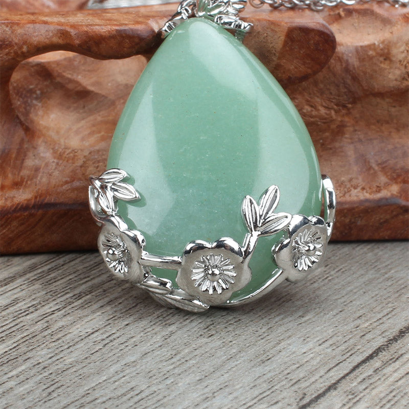 Natural Stone Water Drop Plum Necklace - Green Aventurine - image 5