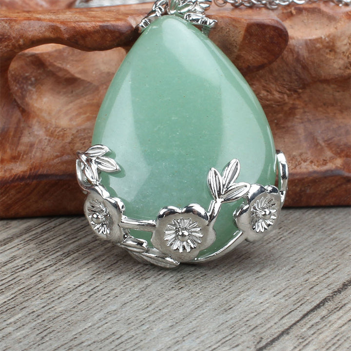 Natural Stone Water Drop Plum Necklace - Green Aventurine - image 5