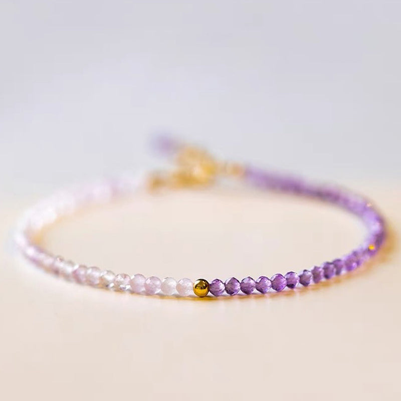 Wisteria - Amethyst With Clear Crystal Healling Gemstone Bracelet - Amethyst & Clear Crystal - image 0