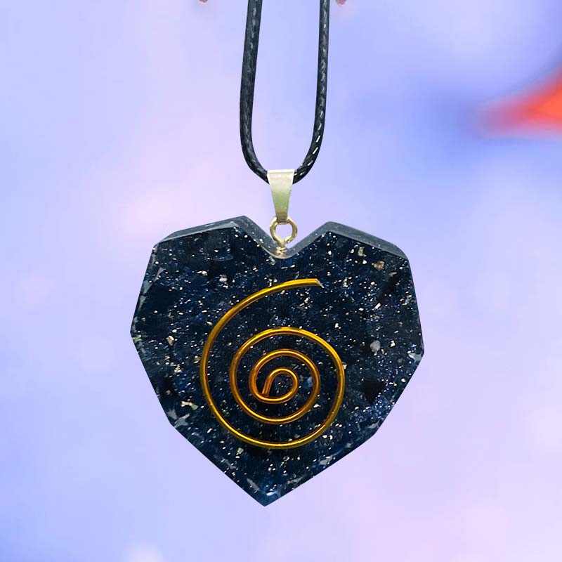 Olivenorma Blue Sandstone Natural Crystal Heart Necklace - Obsidian - YES PLEASE $8 - image 0