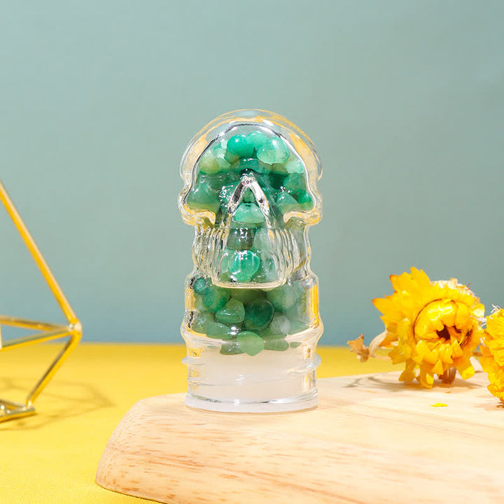 Olivenorma Skull Water Bottle Crystal Decoration - Green Aventurine - Black Lid - image 13