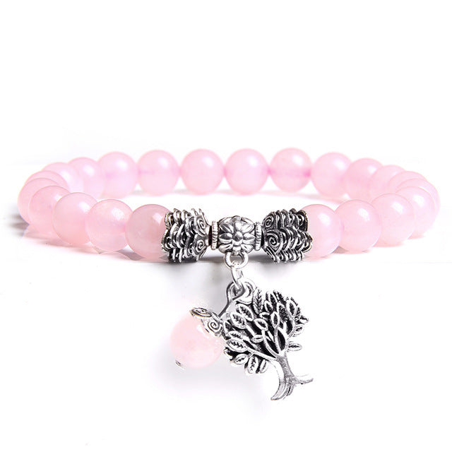 Natural Crystal Tree Of Life Bracelet - Rose Quartz - image 15