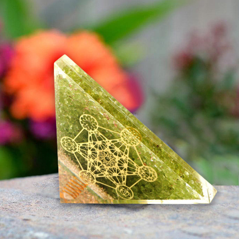 Olivenorma Peridot Metatron's Cube Orgone Pyramid - image 3