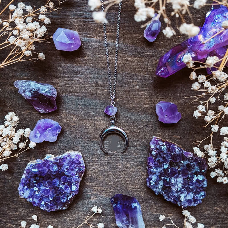 Olivenorma "LUNATHYST" - Amethyst Witch Moon Charm Necklace - image 1
