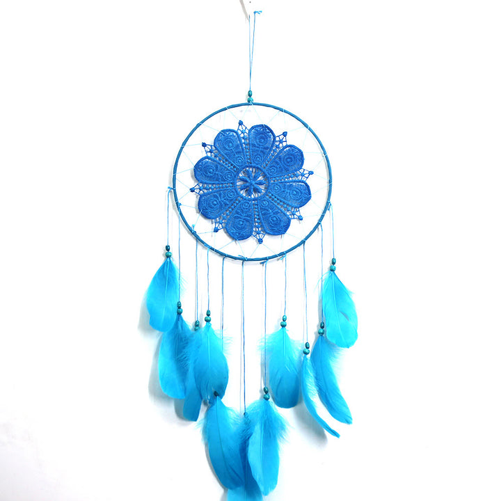Olivenorma Handwoven Bohemian Dreamcatcher - Large Blue Flowers - image 17