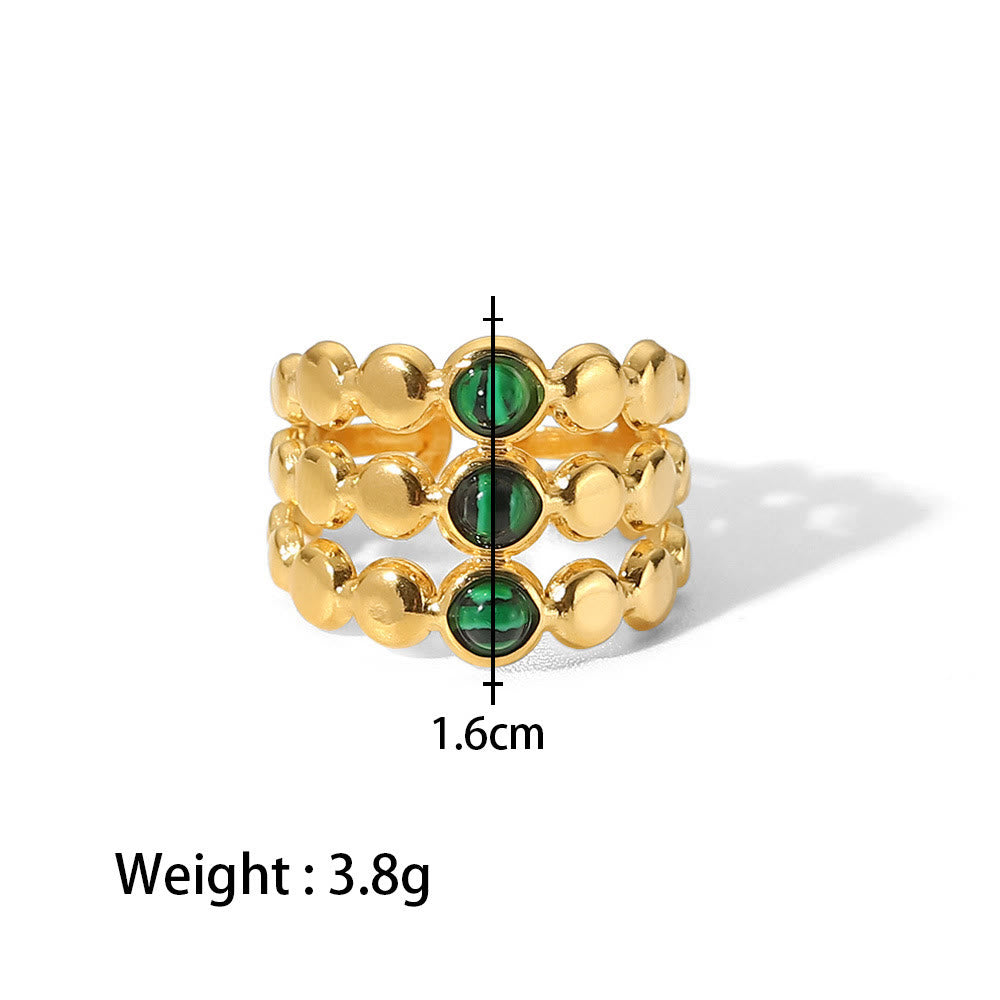 Olivenorma Gold Green Natural Malachite Open Ring Set - Malachite Ring Set - image 4
