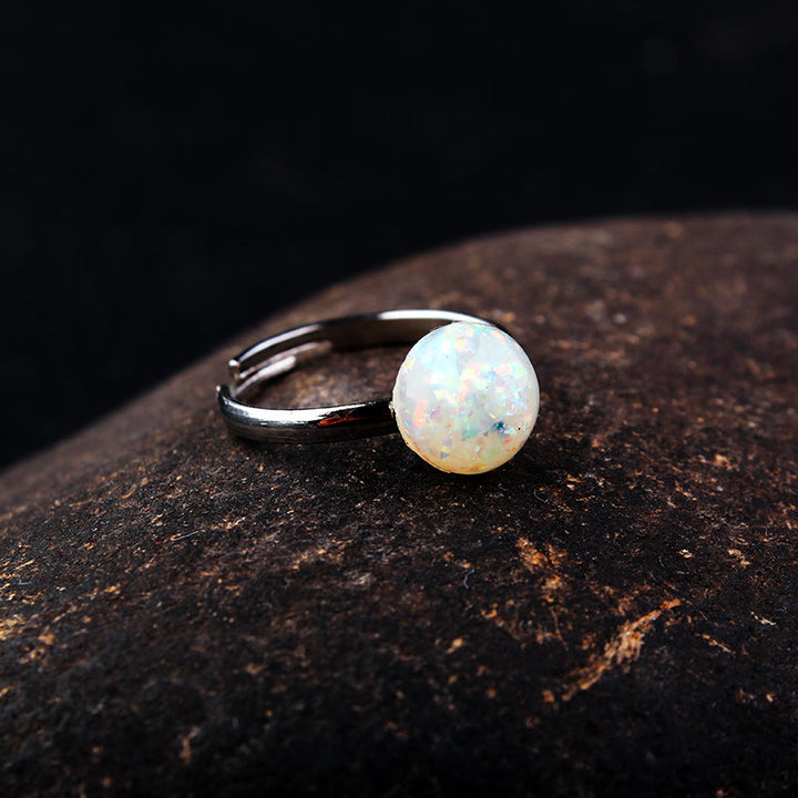 Olivenorma Opal Moonstone Simple Half Circle Adjustable Ring - Opal - image 0