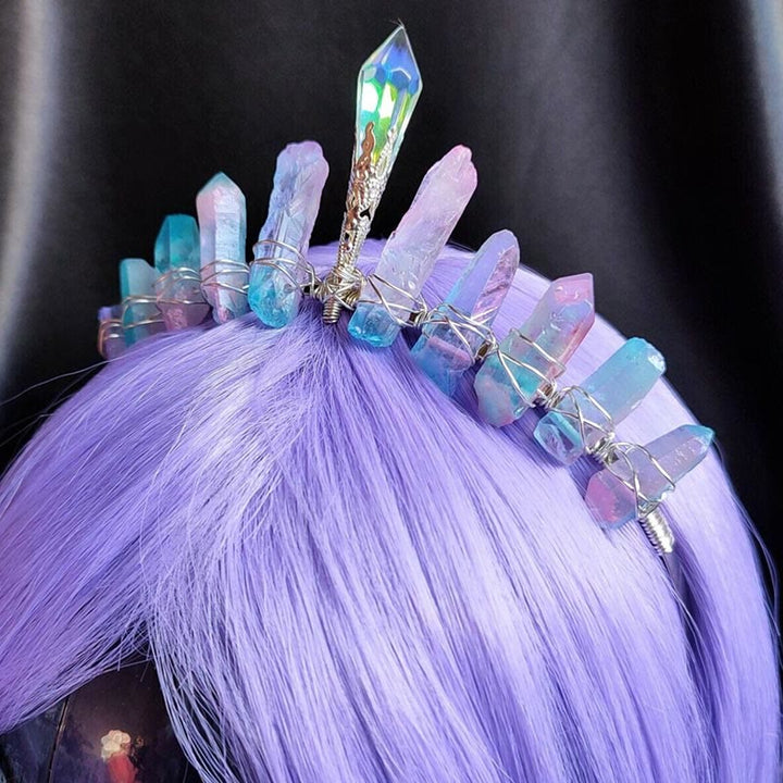 Olivenorma Pink Blue Titanium Quartz Crown with Crystal Centrepiece - image 3