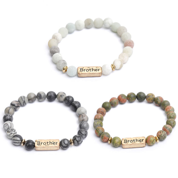 Olivenorma Natural Gemstone Brother Engraving Bracelet - image 13