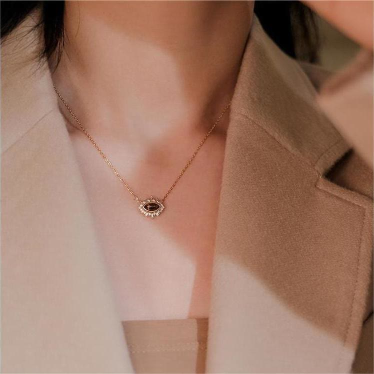 Olivenorma Natural Tiger Eye Palace Style Clavicle Necklace - image 1