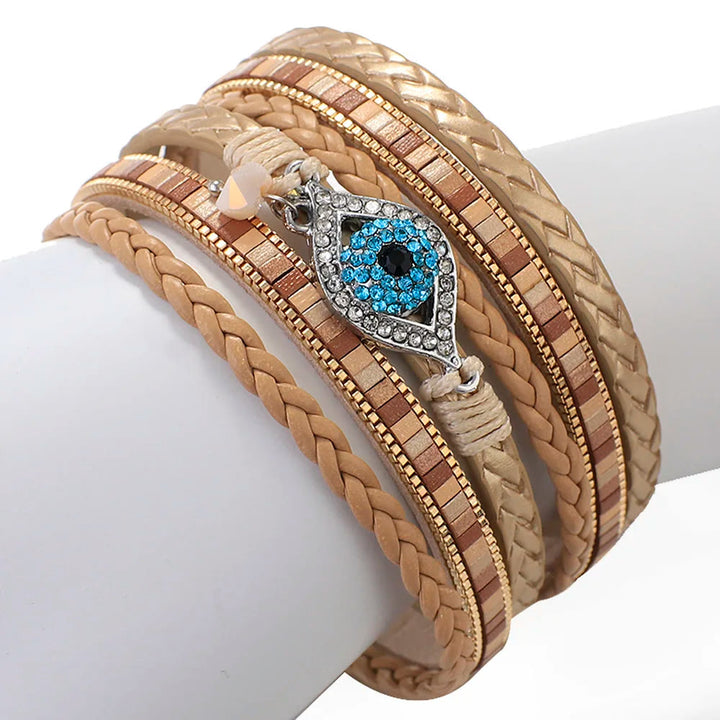 Olivenorma White Zircon Paraiba Tourmaline Evil Eye Bracelet - image 6