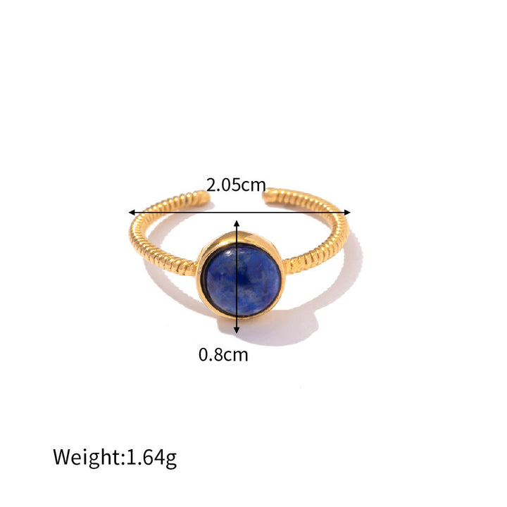 Olivenorma Court Vintage Titanium Steel Lapis Lazuli Ring Set - Adjustable - Lapis Lazuli#2 - image 2
