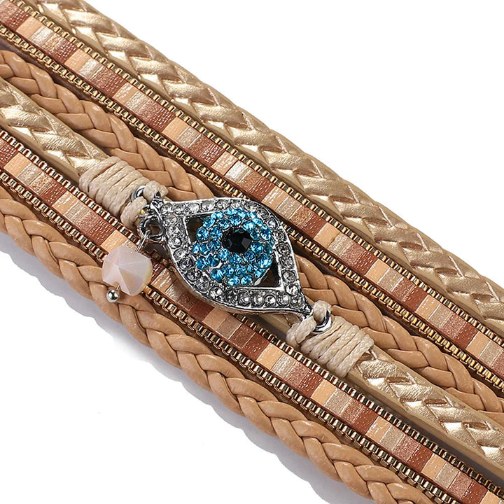 Olivenorma White Zircon Paraiba Tourmaline Evil Eye Bracelet - image 8