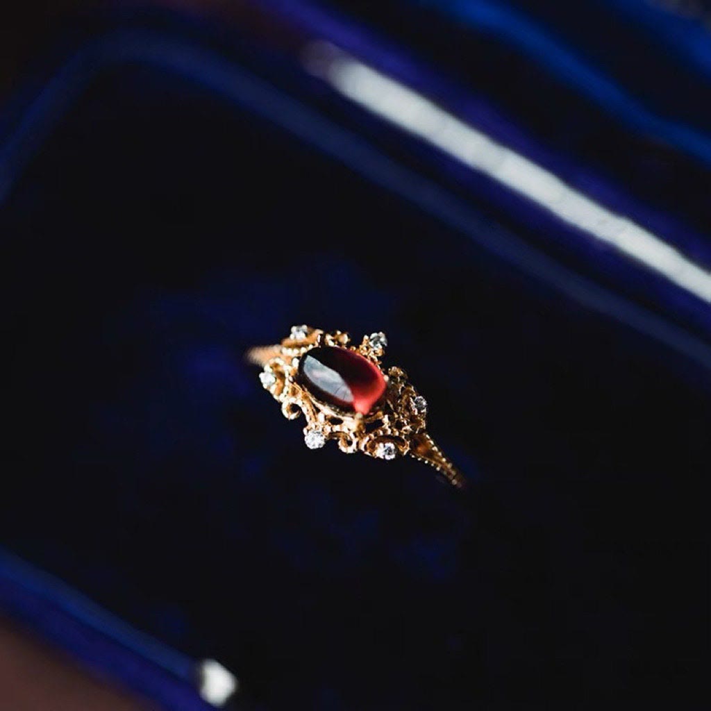 Olivenorma Night Rose-Natural Garnet Ring - image 3
