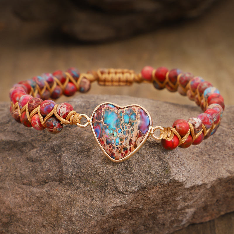 Olivenorma Red Emperor Stone Heart Bracelet - Red Emperor Stone - image 0