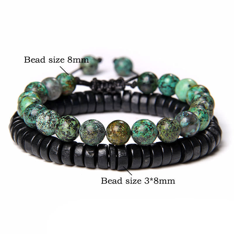 Olivenorma African Turquoise Snowflake Obsidian Double Beaded Bracelet - image 2