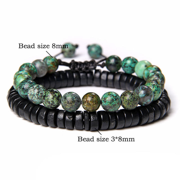 Olivenorma African Turquoise Snowflake Obsidian Double Beaded Bracelet - image 2