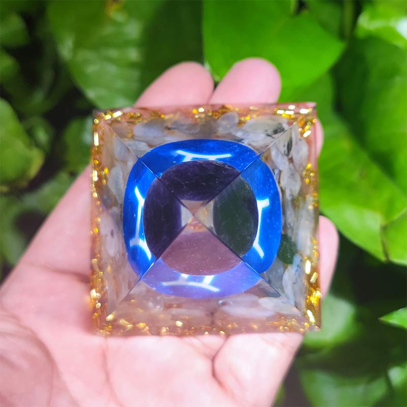 Olivenorma Amethyst with Clear Quartz Gemini Zodiac Orgone Pyramid - image 2