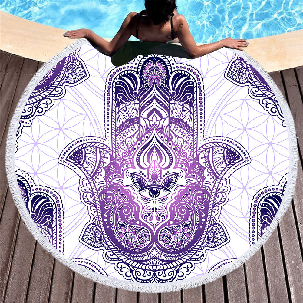 Olivenorma Hamsa Print Round Beach Towel Tapestry - Hamsa & Evil Eye#8 - 39.37"*27.55"(150*150cm) - image 12