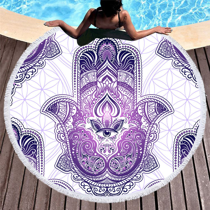 Olivenorma Hamsa Print Round Beach Towel Tapestry - Hamsa & Evil Eye#8 - 39.37"*27.55"(150*150cm) - image 12