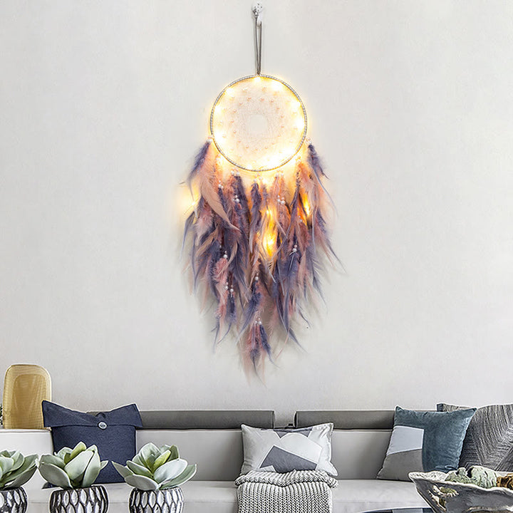 Olivenorma LED Light Up Handmade Feather Dream Catcher - image 3
