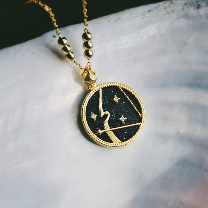 Blue Sandstone Listening Zodiac Necklace - Sagittarius - image 12