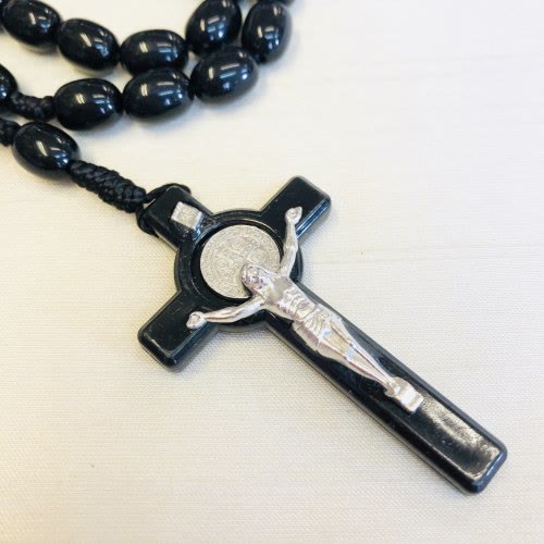 Olivenorma Wooden Beads Rosary Cross Necklace  - image 2