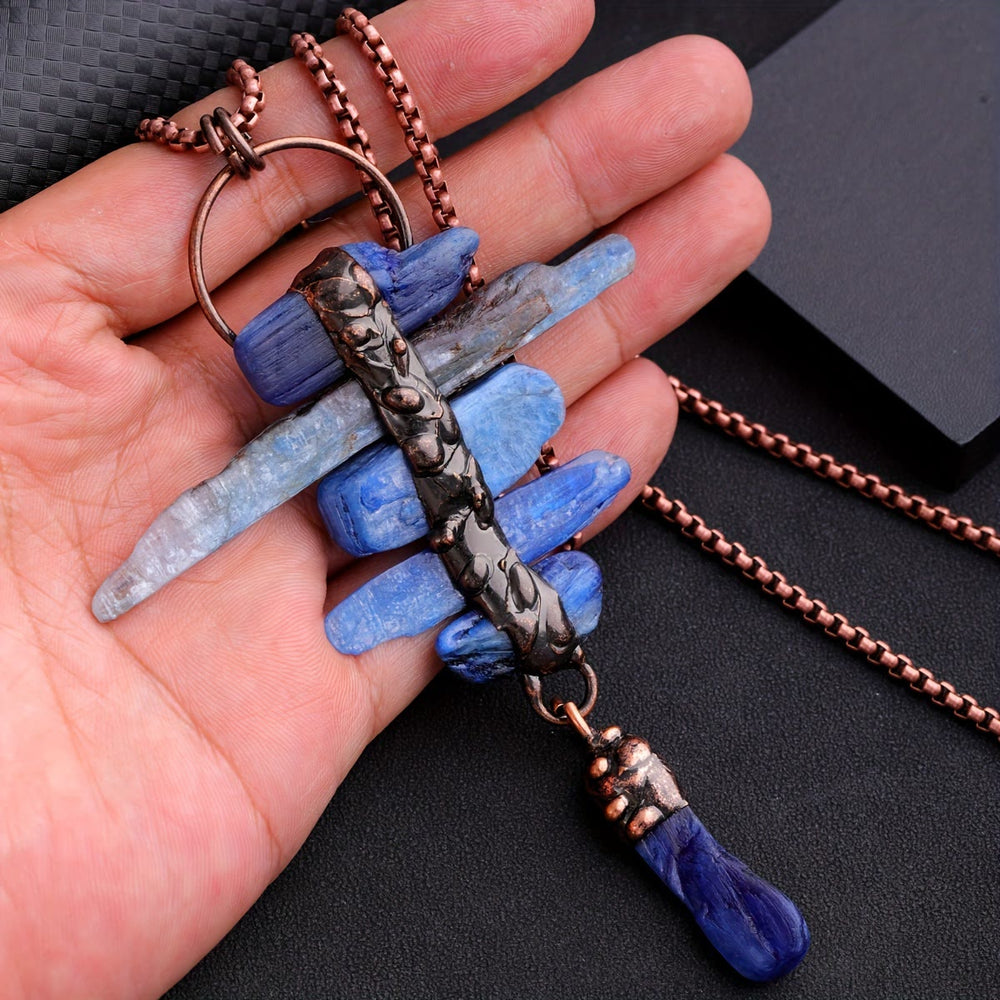 Olivenorma Irregular Kyanite Original Stone Six Link Tassel Necklace - image 1
