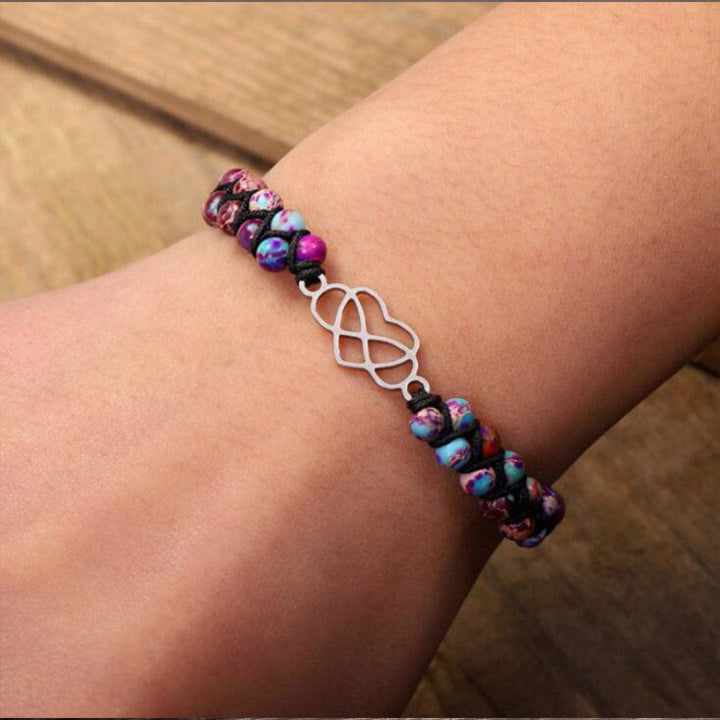 Olivenorma Bohemia Handwoven Purple Emperor Stone Hollow Heart Bracelet - image 2