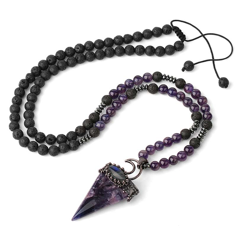 Olivenorma Natural Stone Prismatic Meditation Beaded Necklace - Amethyst - image 15