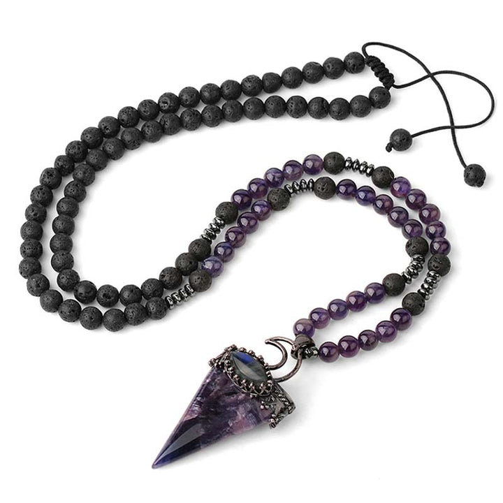 Olivenorma Natural Stone Prismatic Meditation Beaded Necklace - Amethyst - image 15