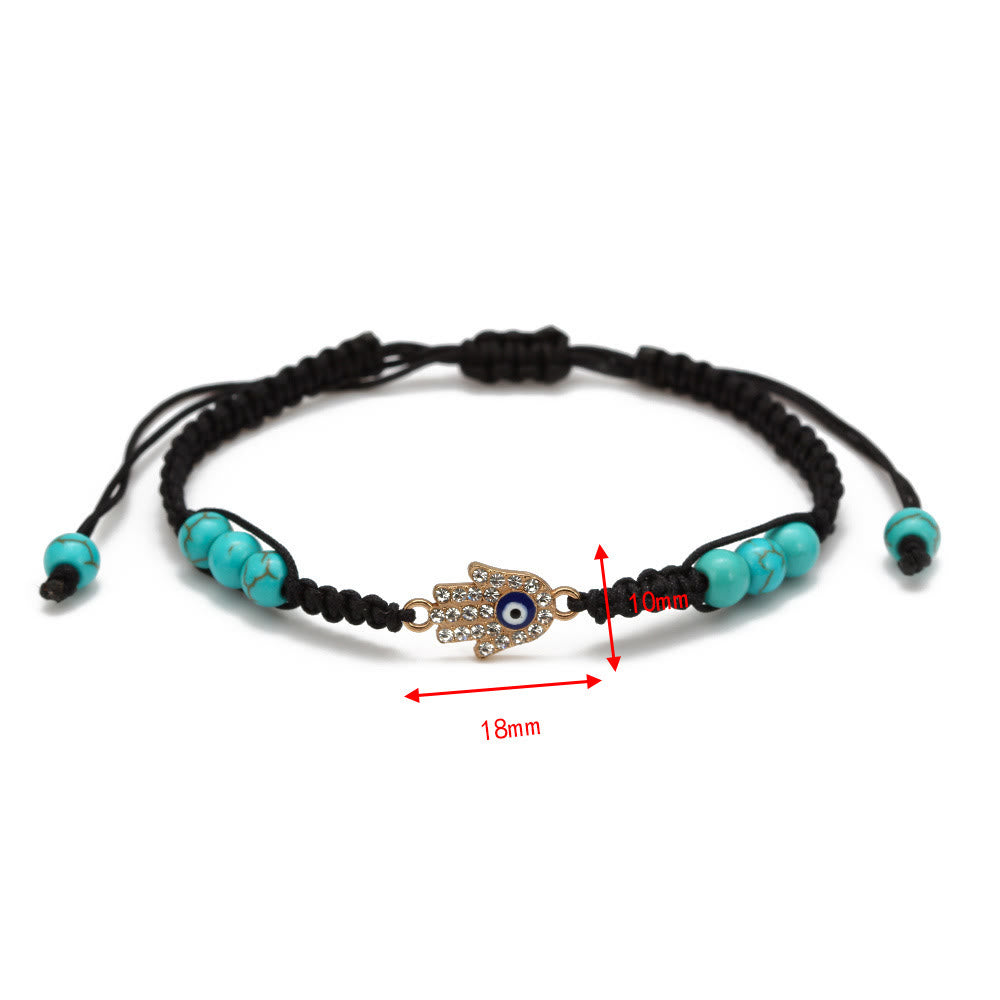 Olivenorma Turquoise White Zircon Evil Eye Braided Adjustable Bracelet - image 12