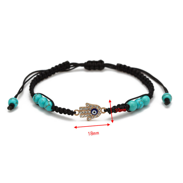 Olivenorma Turquoise White Zircon Evil Eye Braided Adjustable Bracelet - image 12