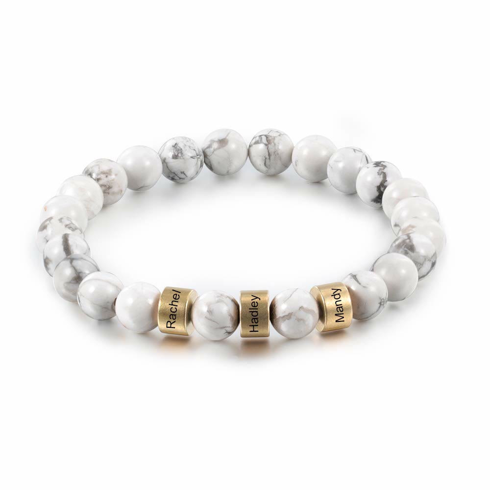 Olivenorma Natural Stone Engraving Personalized Beads Men Bracelet - image 30