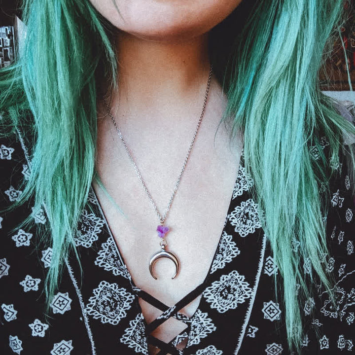 Olivenorma "LUNATHYST" - Amethyst Witch Moon Charm Necklace - image 4