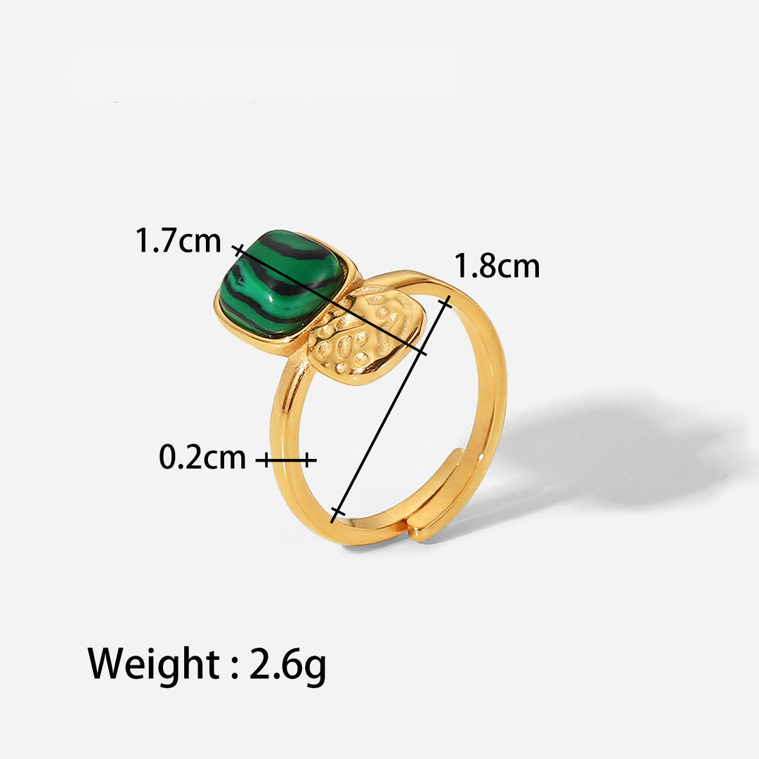 Olivenorma Gold Green Natural Malachite Open Ring Set - Square Malachite - image 11
