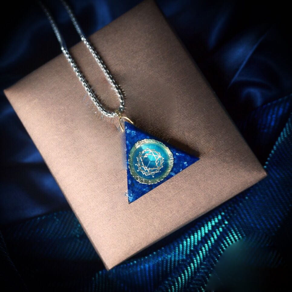 Olivenorma Lapis Lazuli Aquamarine Triangular Organe Necklace - image 1