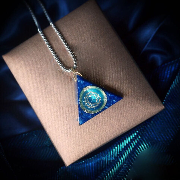 Olivenorma Lapis Lazuli Aquamarine Triangular Organe Necklace - image 1