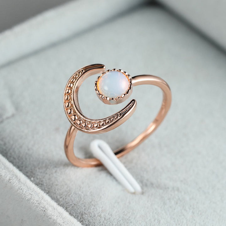 Olivenorma Moon Sun Accessory Moonstone Open Ring - Moonstone&Rose Gold - image 2