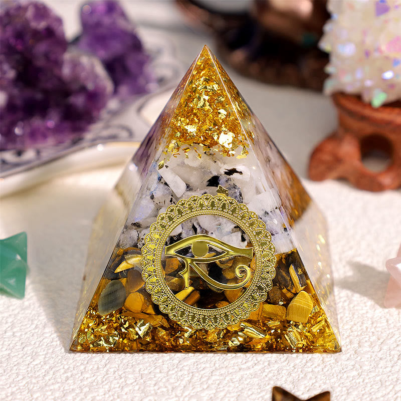 Olivenorma Tiger Eye Moonstone Eye Of Horus Orgone Pyramid - image 1