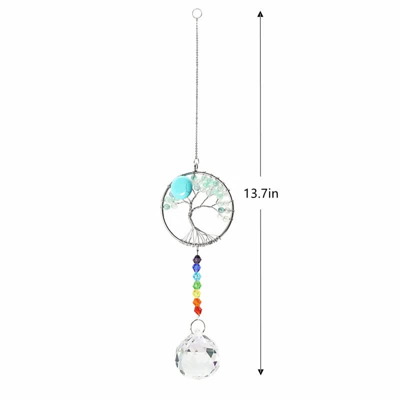 Colorful Tree of Life Crystal Wind Chime Suncatcher - Turquoise - image 1