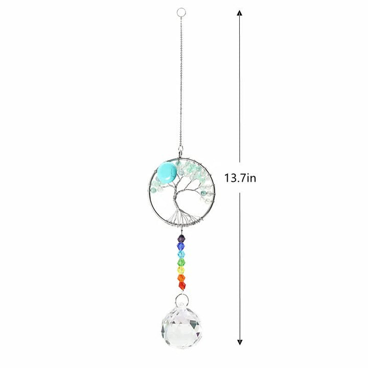 Colorful Tree of Life Crystal Wind Chime Suncatcher - Turquoise - image 1