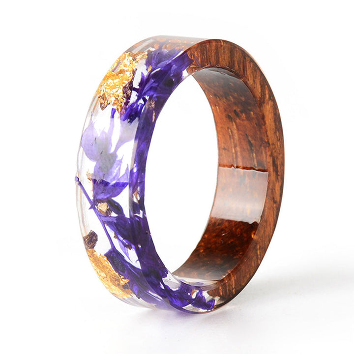 Olivenorma Intellectual & Optimistic - Handmade Wood Ring - Purple+Gold - 11 - image 14