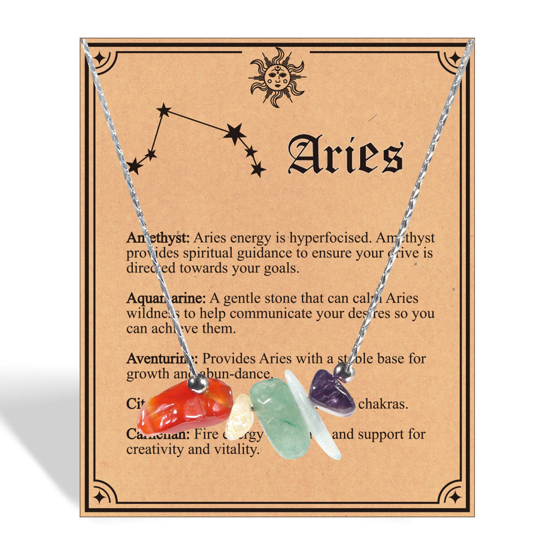 Olivenorma Natural Stone Zodiac Sign Choker Necklace - Aries - image 0